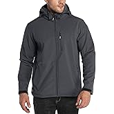 Outdoor Ventures Men's Lightweight Softshell Jacket Fleece Lined Hooded Water Resistant Winter Hiking Windbreaker Jackets