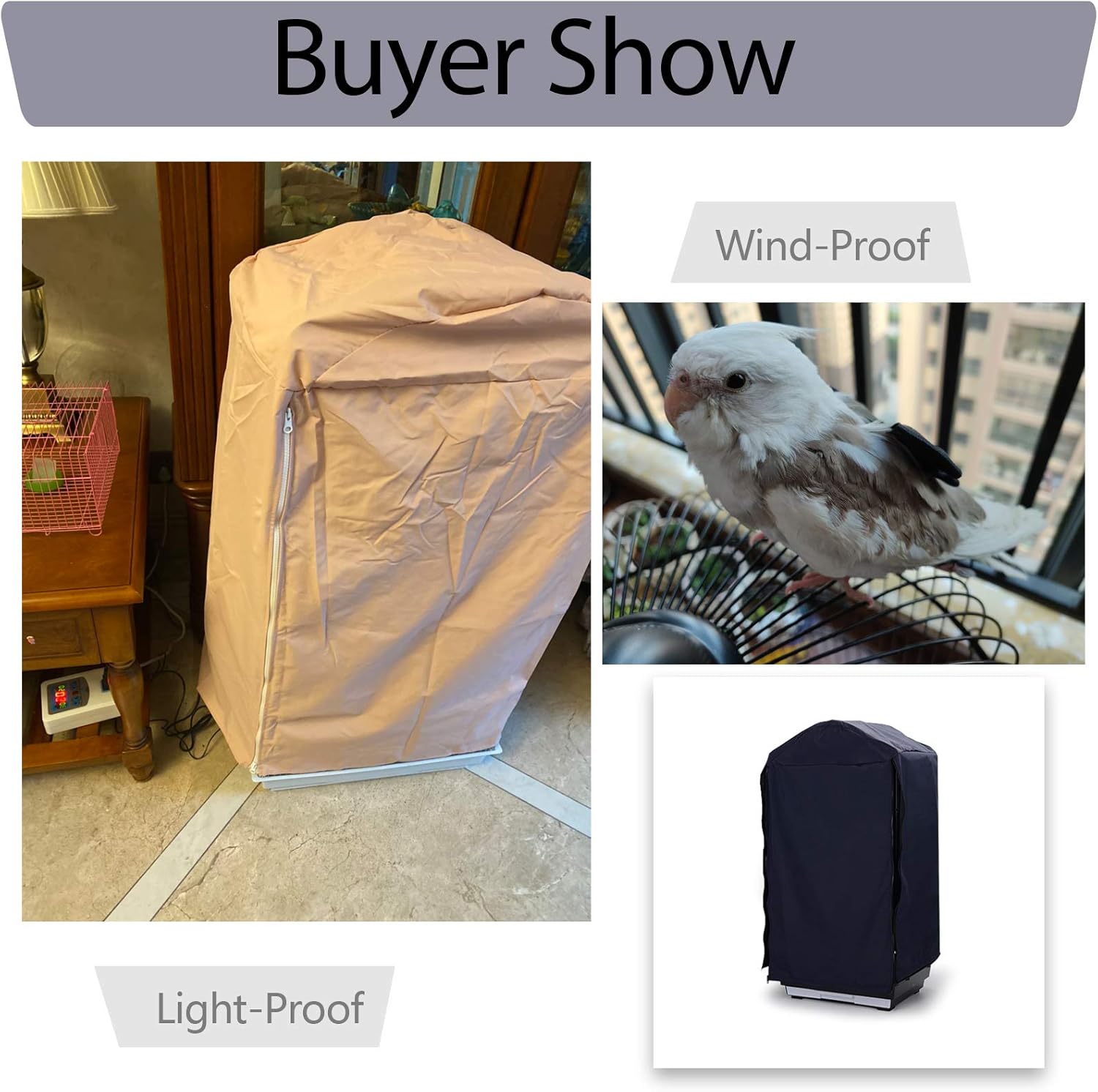 Bonaweite Birdcage Cover Parrot Cage Cover Shade Pet Universal Blackout Windproof Light-Proof Sleep Reduces Distractions Night Accessories Cloth Without Cage : Kitchen & Dining