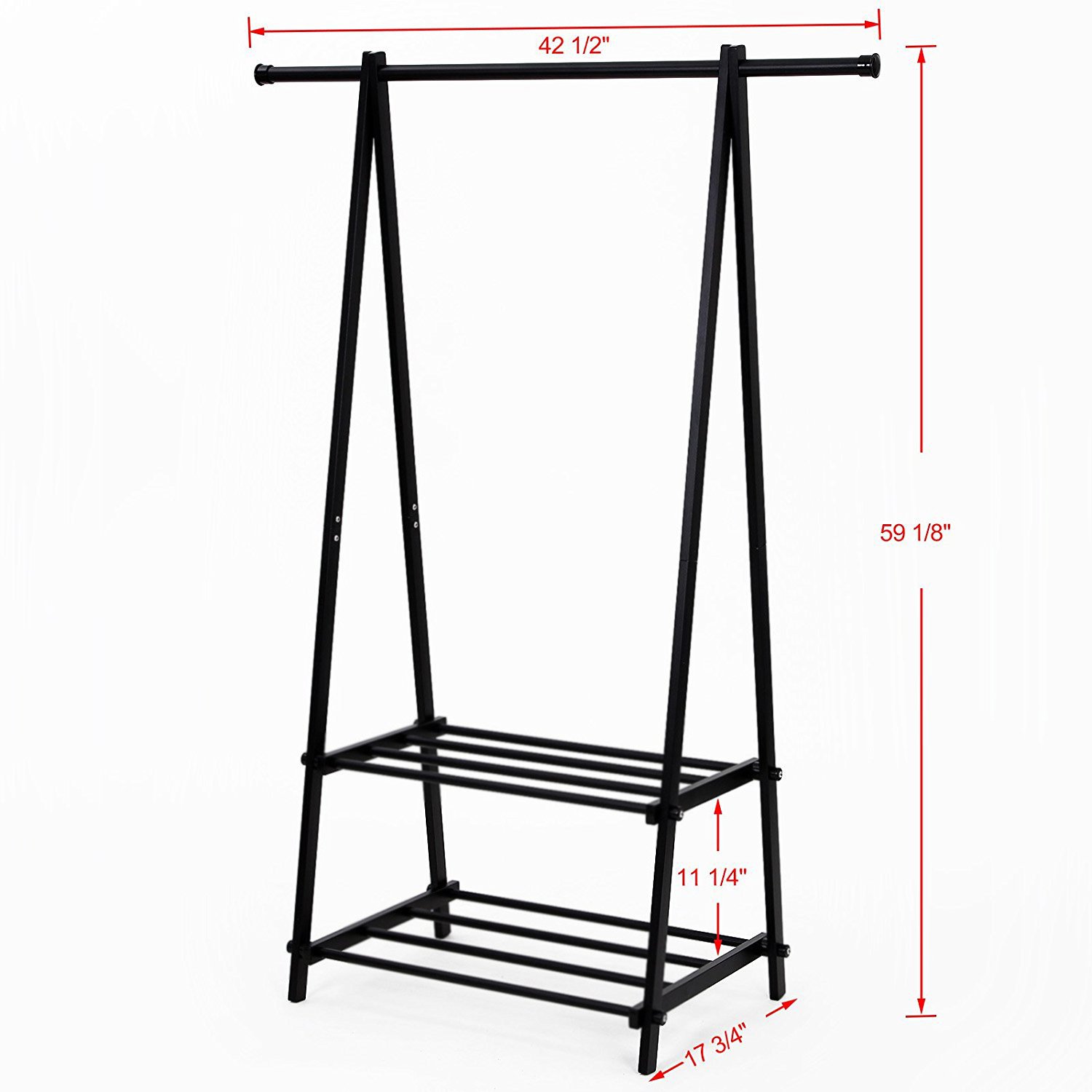standing coat rack with shelf Black Metal 2Tier Garment Rack Storage