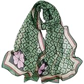 E-Clover Herebuy - Unique Women's Floral Scarves: Chiffon Flowers & Birds Printed Scarf