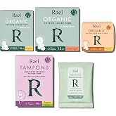 Rael Period Value Pack - Organic Cotton Cover Pads (Regular 16ct &amp; Overnight 12ct), Panty Liners (20ct), pH Balanced Feminine Wipes (10ct) &amp; BPA-Free Slim Applicator Tampons (Regular &amp; Super, 40ct)