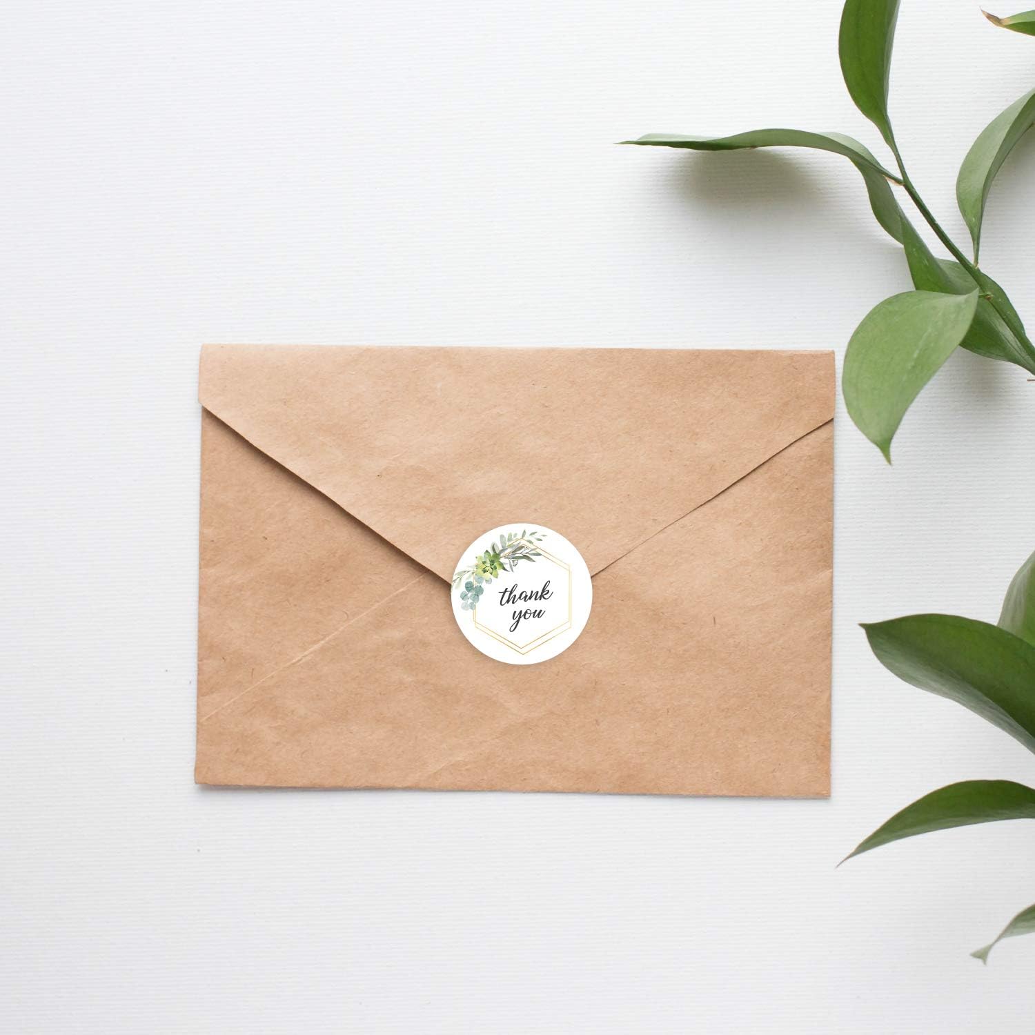 Greenery Frames Thank You Stickers / 4 Alternating Designs / 500 1.5" Boho Thank You Stickers : Office Products