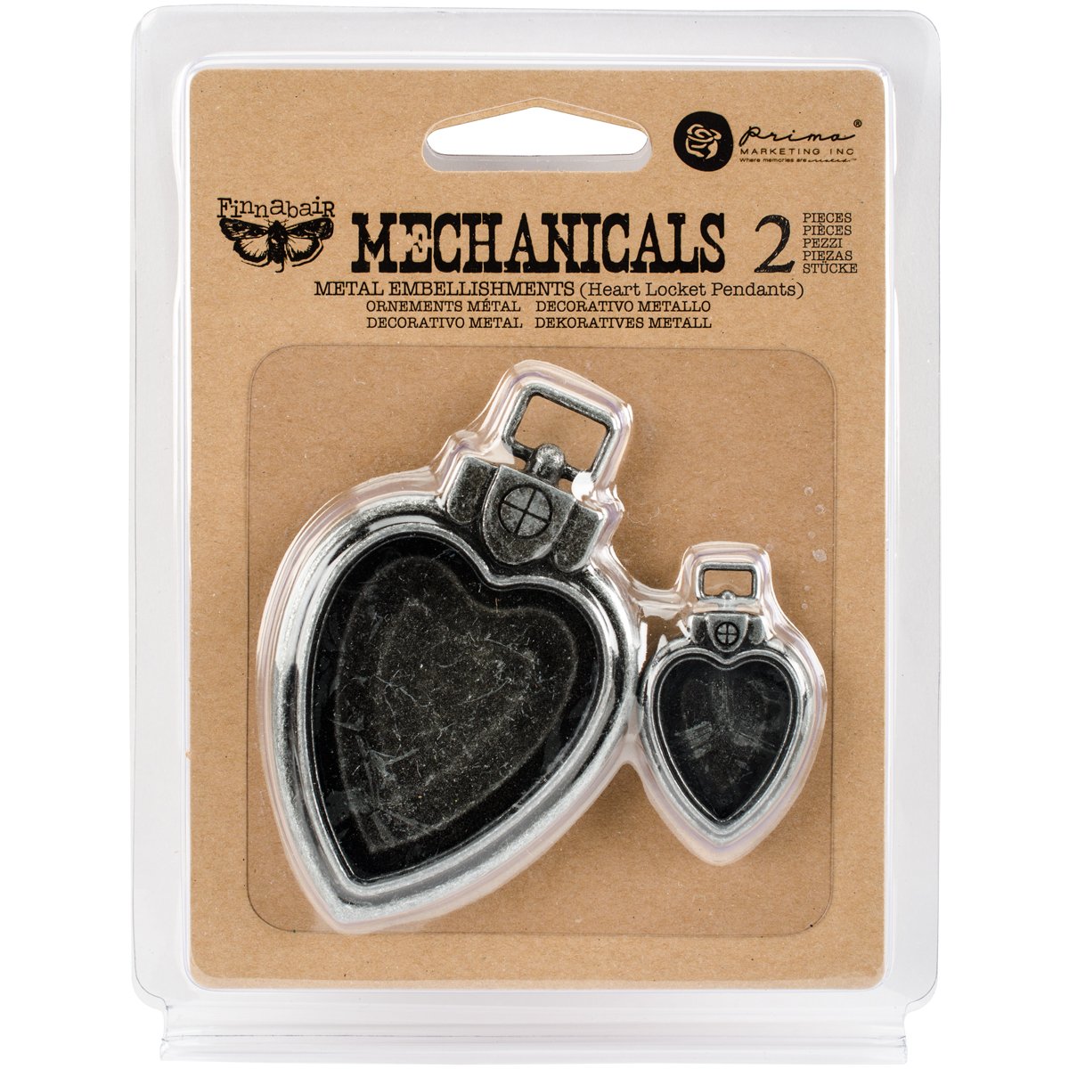 Prima Marketing Mechanicals Metal Embellishments By Finnabai-Heart Locket Pendants, Other, Multicoloured