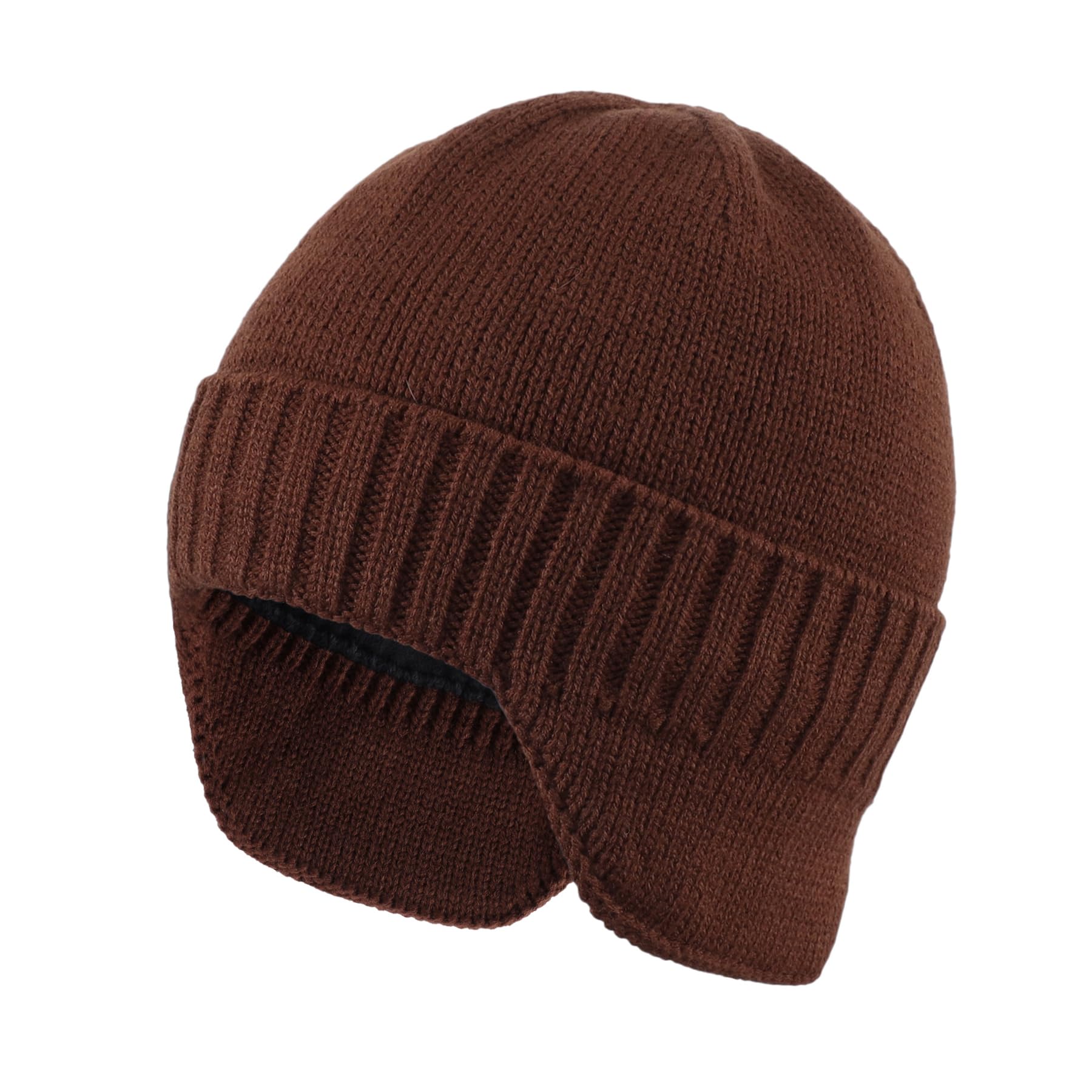 Photo 1 of Home Prefer Mens Winter Hat Knit Earflap Hat Stocking Caps with Ears Beanie Hat (Walnut)
