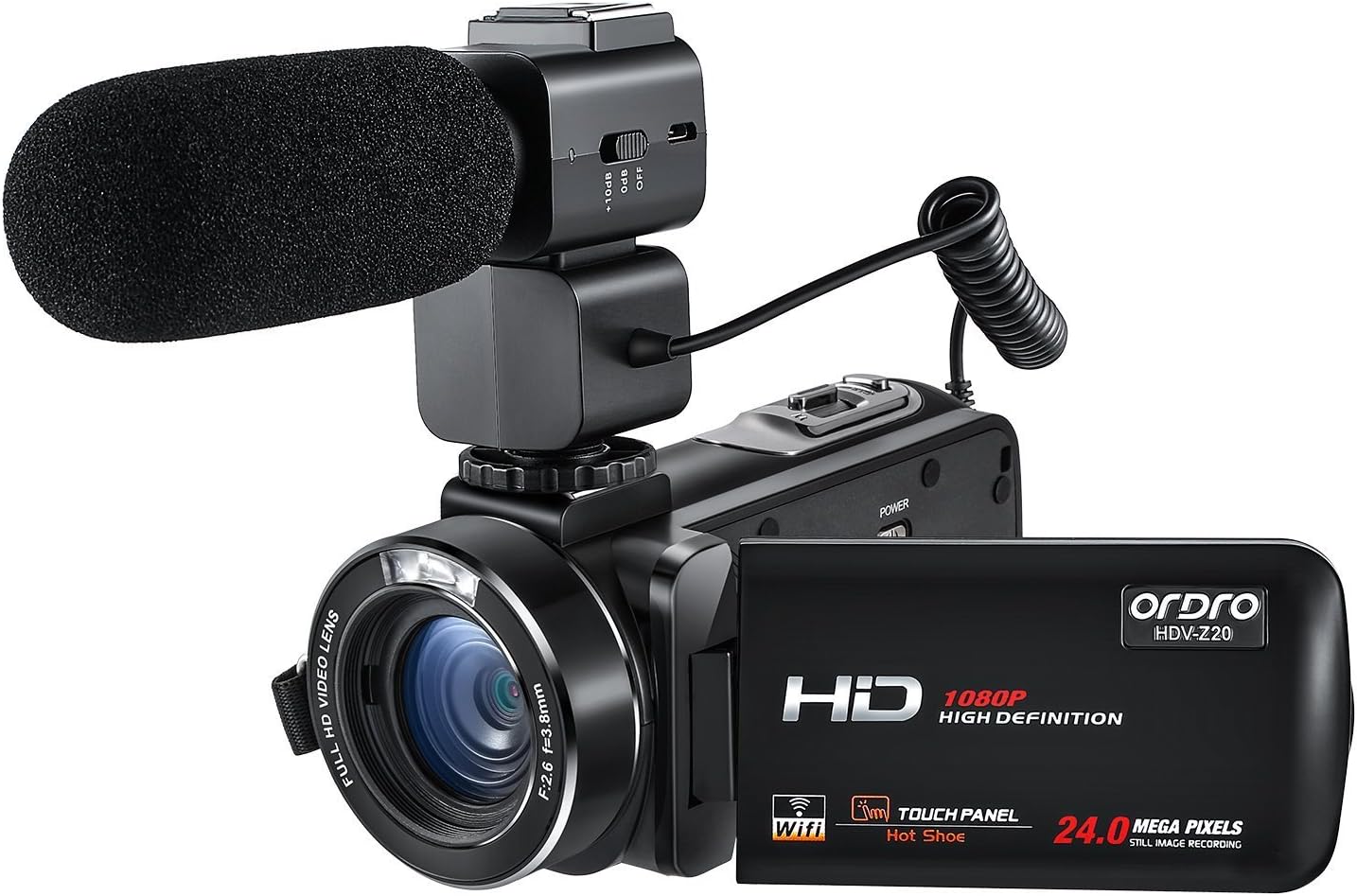 ORDRO WiFi Camcorder 1080P Full HD Digital Video Camera with External Microphone (HDV-Z20)