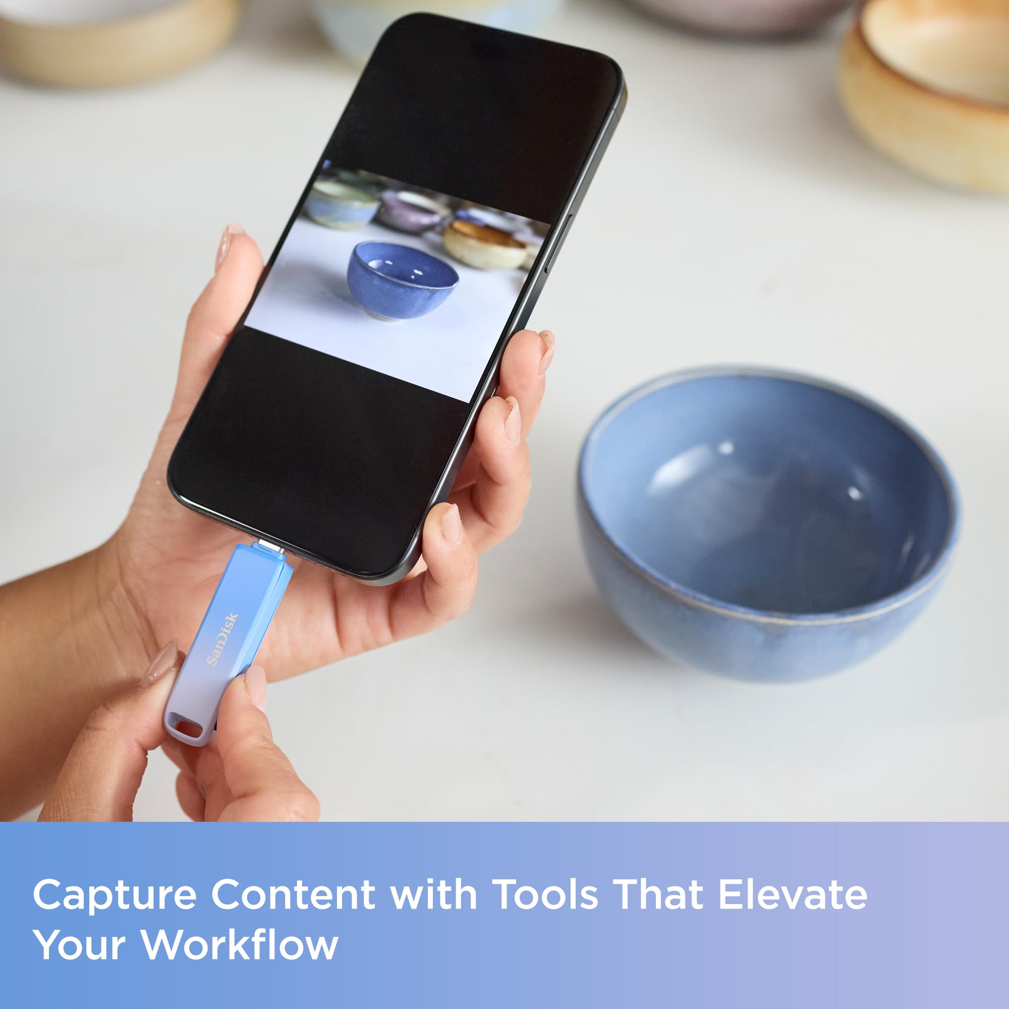 SanDisk 256GB Creator Phone Drive - for iPhone, iPad, Laptop & Mac - Includes USB Type-C and Lightning Connectors - Automatic Backup, 3 Months of Adobe Lightroom Included - SDIXD0N-256G-GN6TP