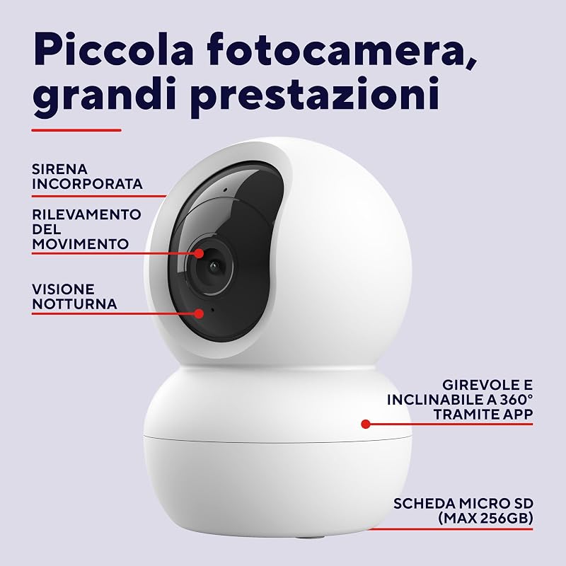 SMARTCAM-2800 Telecamera Wifi Interno 360° con Visione Notturna