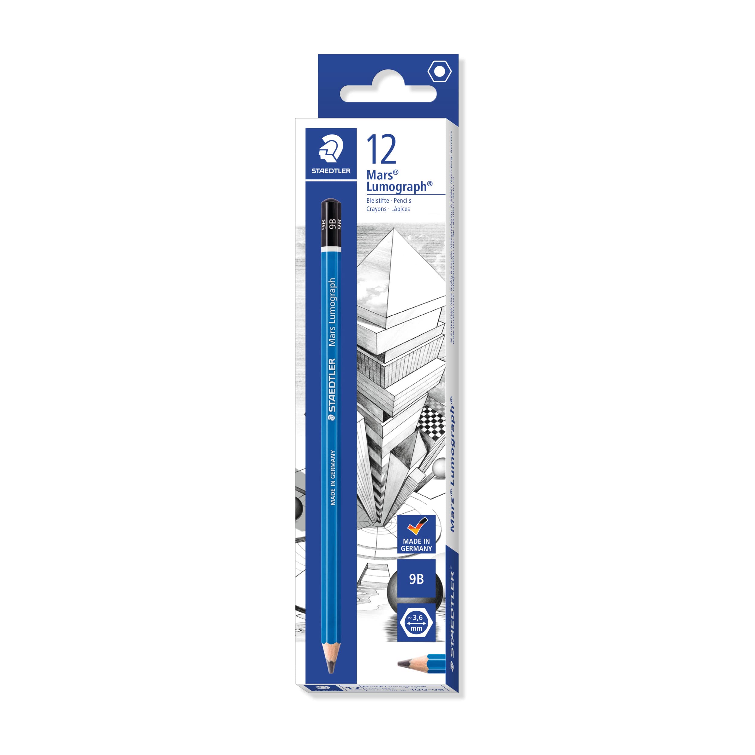 STAEDTLER 100-9B Mars Lumograph Graphite Pencils for Drawing and Sketching- 9B (Box of 12), blue — image 1