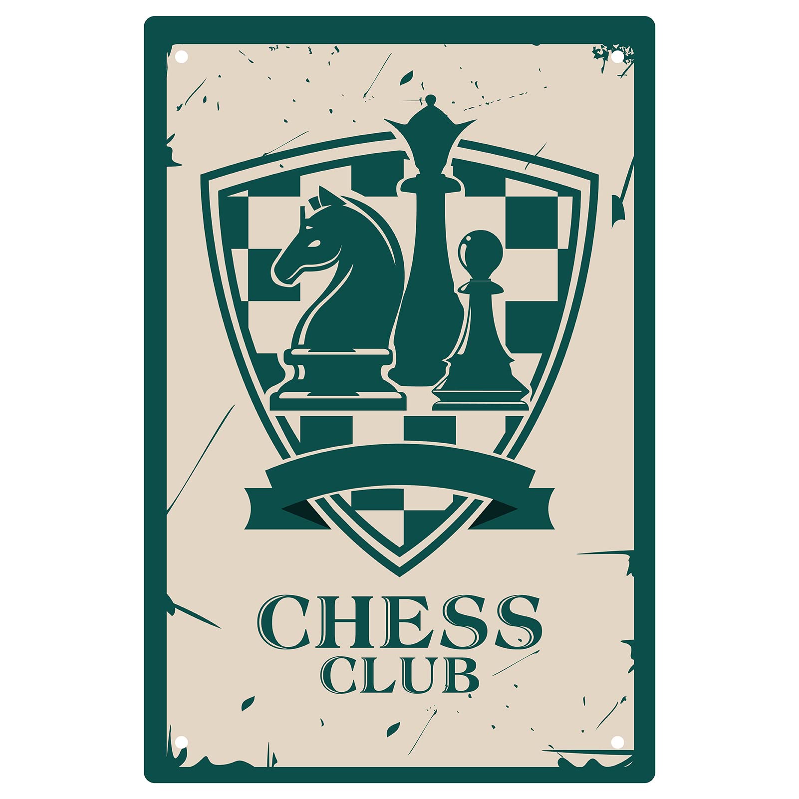 CREATCABIN Tin Sign Chess Club Retro Vintage Metal Wall Decoration Art Mural for Home Garden Kitchen Study Room Bar Pub Living Room Office Garage Poster Plaque 8 x 12inch