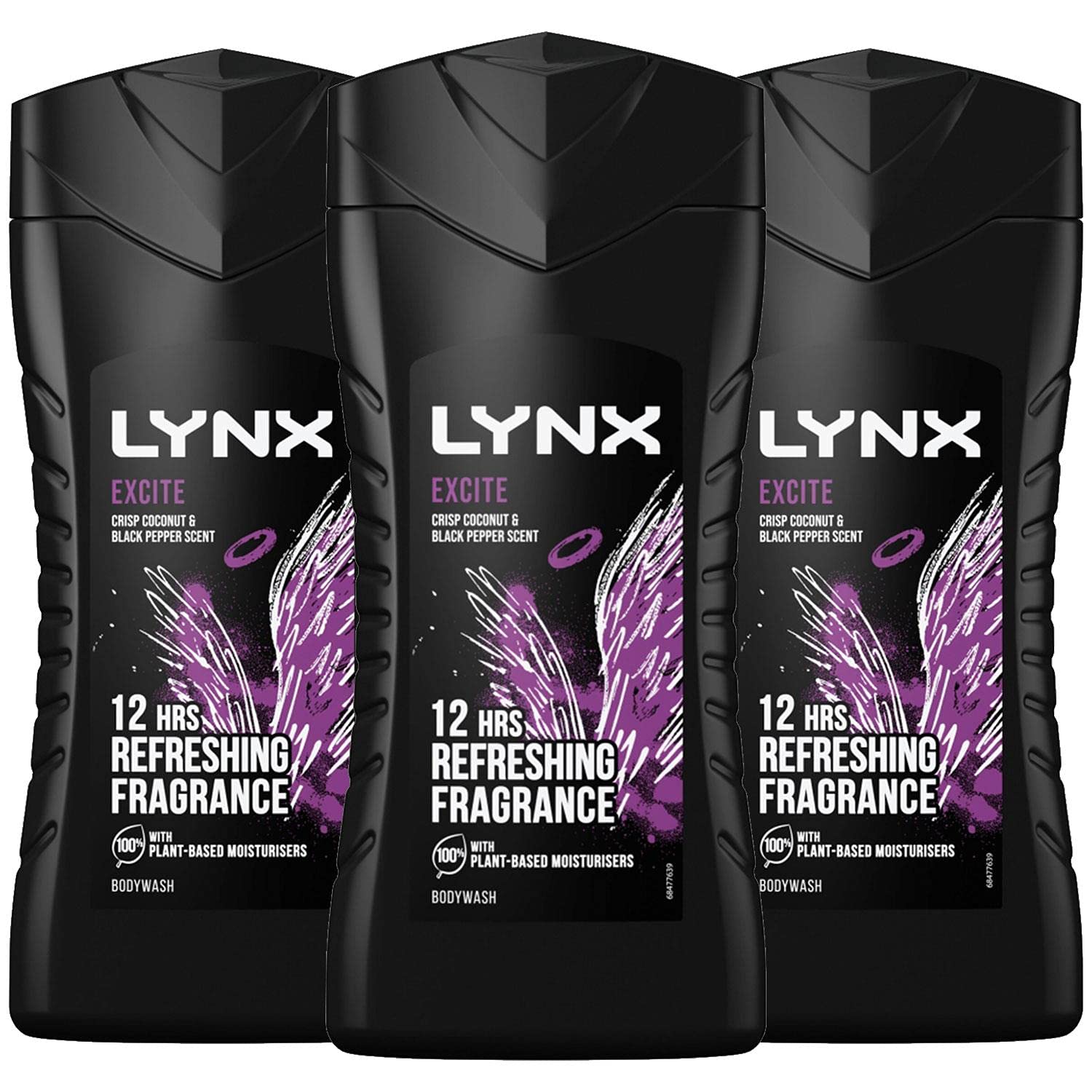 3x Lynx Excite Shower Gel Mens Body Wash 225ml