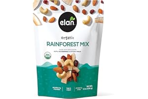 Elan Organic Rainforest Mix, 150g, Healthy Snacks, Dried Fruits (Raisins, Coconut, Dried Cranberries), Nuts (Roasted Cashews,