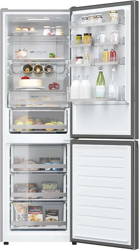 2D 60 SERIE 3 HDW3618DNPK - Frigorifero-congelatore combinato con frontale in acciaio inox, Total No Frost, app Smart hON, HumidityZone, capacità utile XXL, silenzioso, solo 36 dB (A), inox