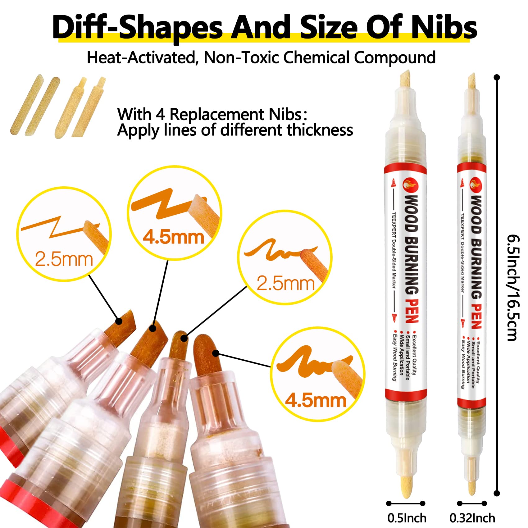 Teexpert Wood Burning Gel Pen Kit, 4 OZ Paste, 2 Double-Sided Scorch Pens, 4 Tips, Squeegee, Sandpaper for DIY Heat Sensitive Wood Crafts Suitable for Artists & Beginners