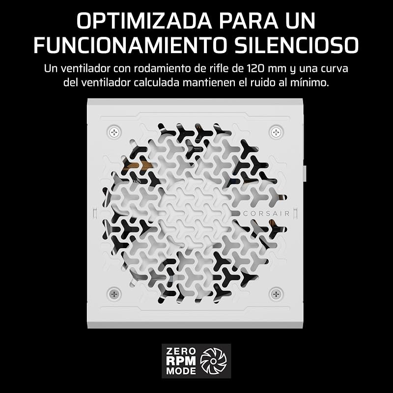 RM750e (2025) Fuente de Alimentación ATX Totalmente Modular de Bajo Ruido con Cable 12V-2x6 – Compatible con ATX 3.1 y PCIe 5.1, Eficiencia Cybenetics Gold, Condensadores a 105°C – Blanco