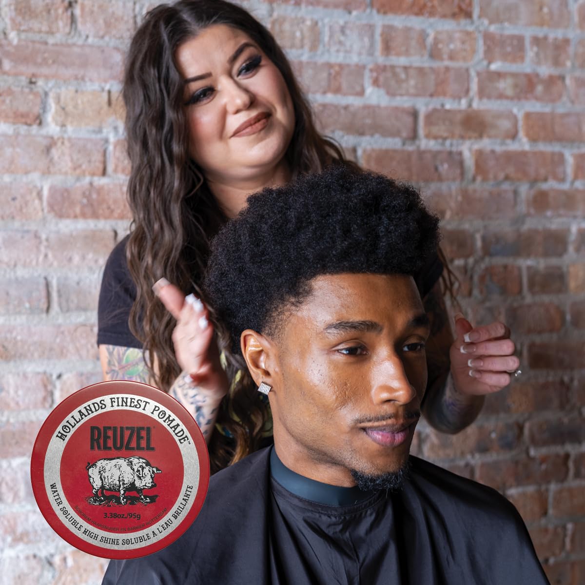 REUZEL Red Pomade, Medium All Day Hold, Water Soluble Styling, High Shine and Flake Free, Easy To Wash Out, For All Hair Types