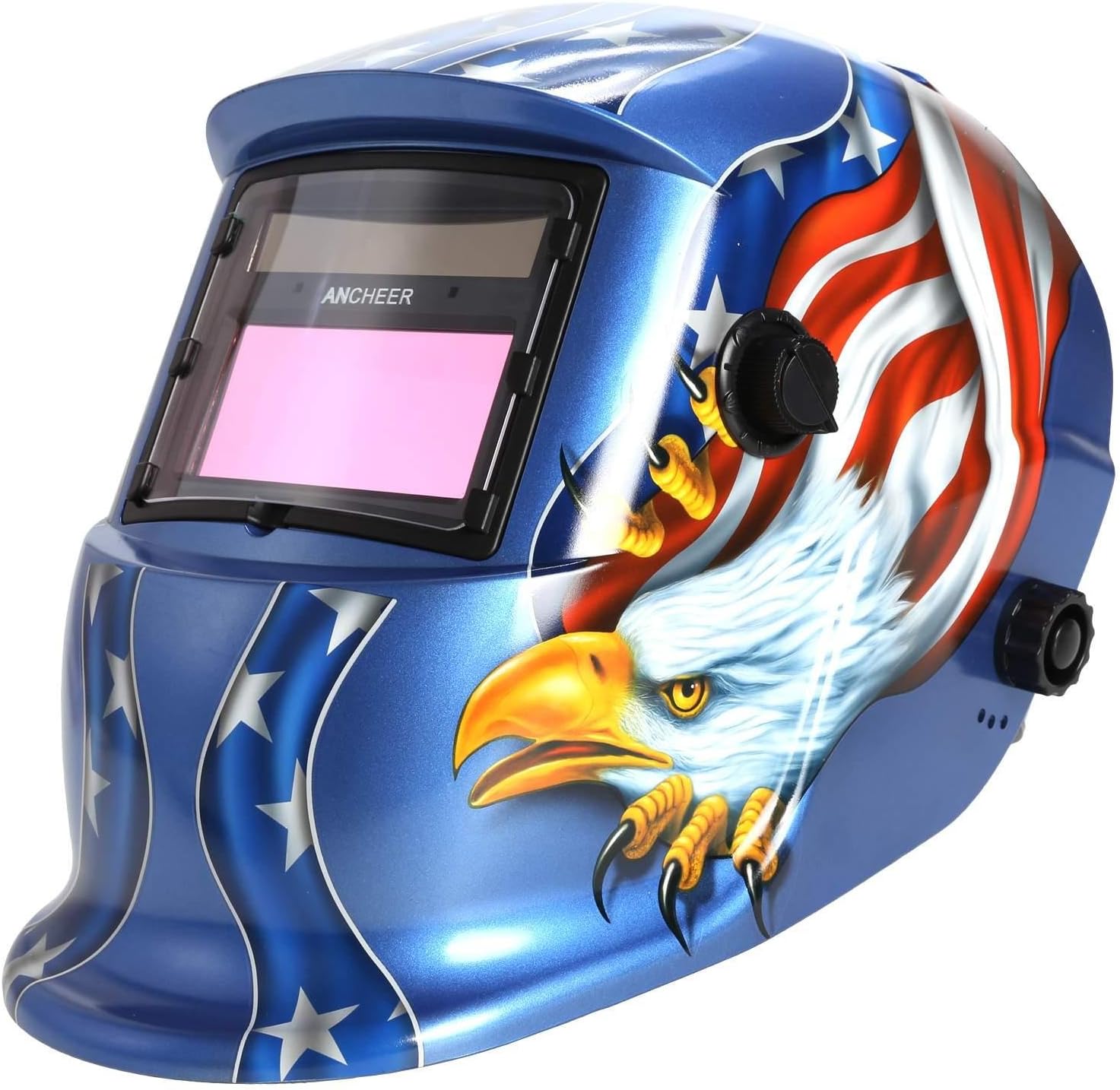 WOOKRAYS Welding Helmet Solar Auto-Darkening Welding Helmet Professional Hood MIG TIG ARC Welder Mask Blue Eagle