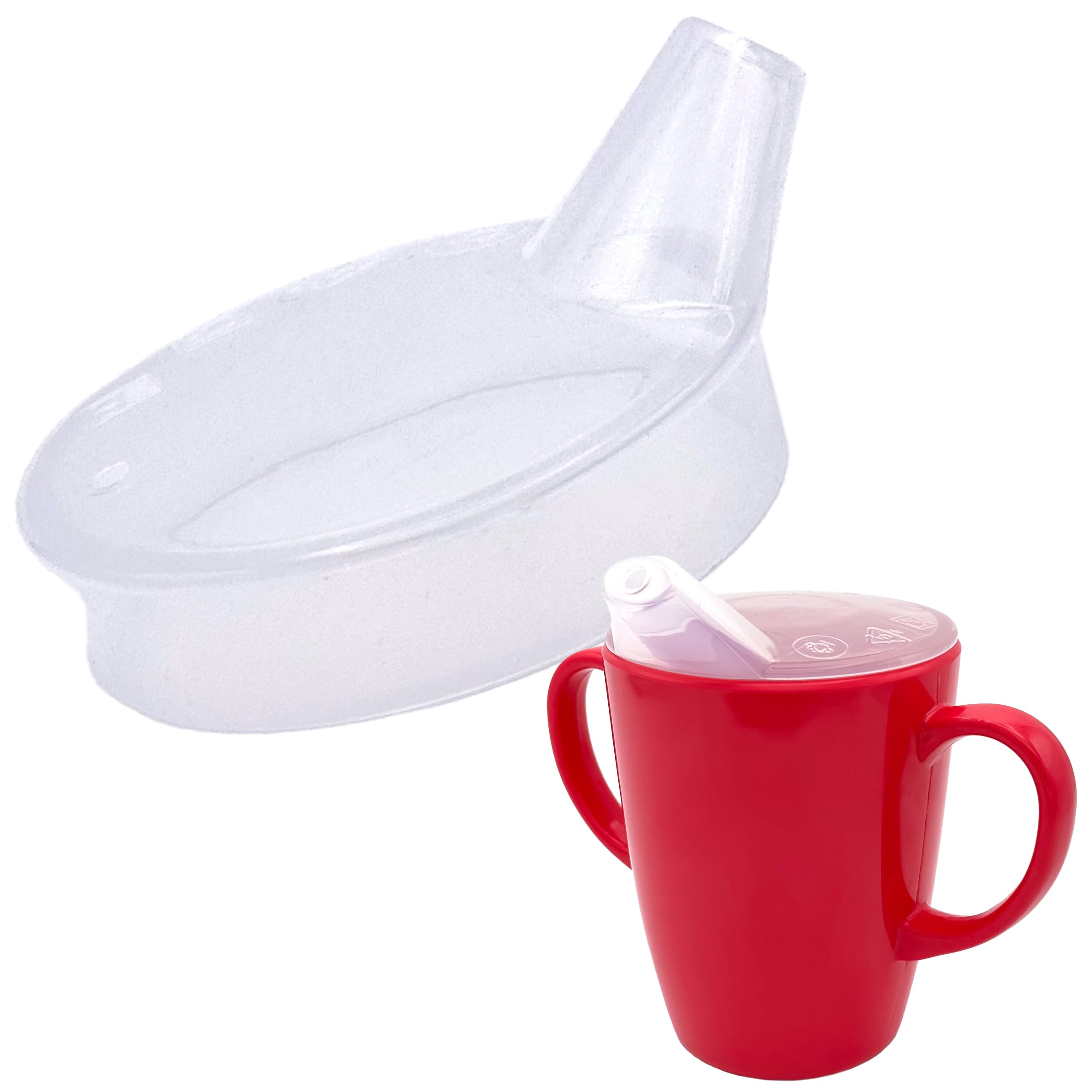 Rosa Lifestyle Spouted Mug Lids (Pack of 2) - Clear, Spill-Proof, Easy Sip Lids - Drinking Lid Aid for Elderly, Dementia, Tremors, Arthritis and Weak Grip