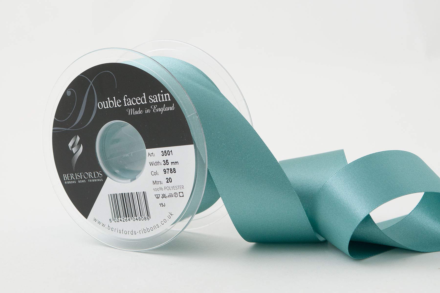 Berisfords Double FACE Poly Satin Ribbon, Petrol, 35 mm — image 1
