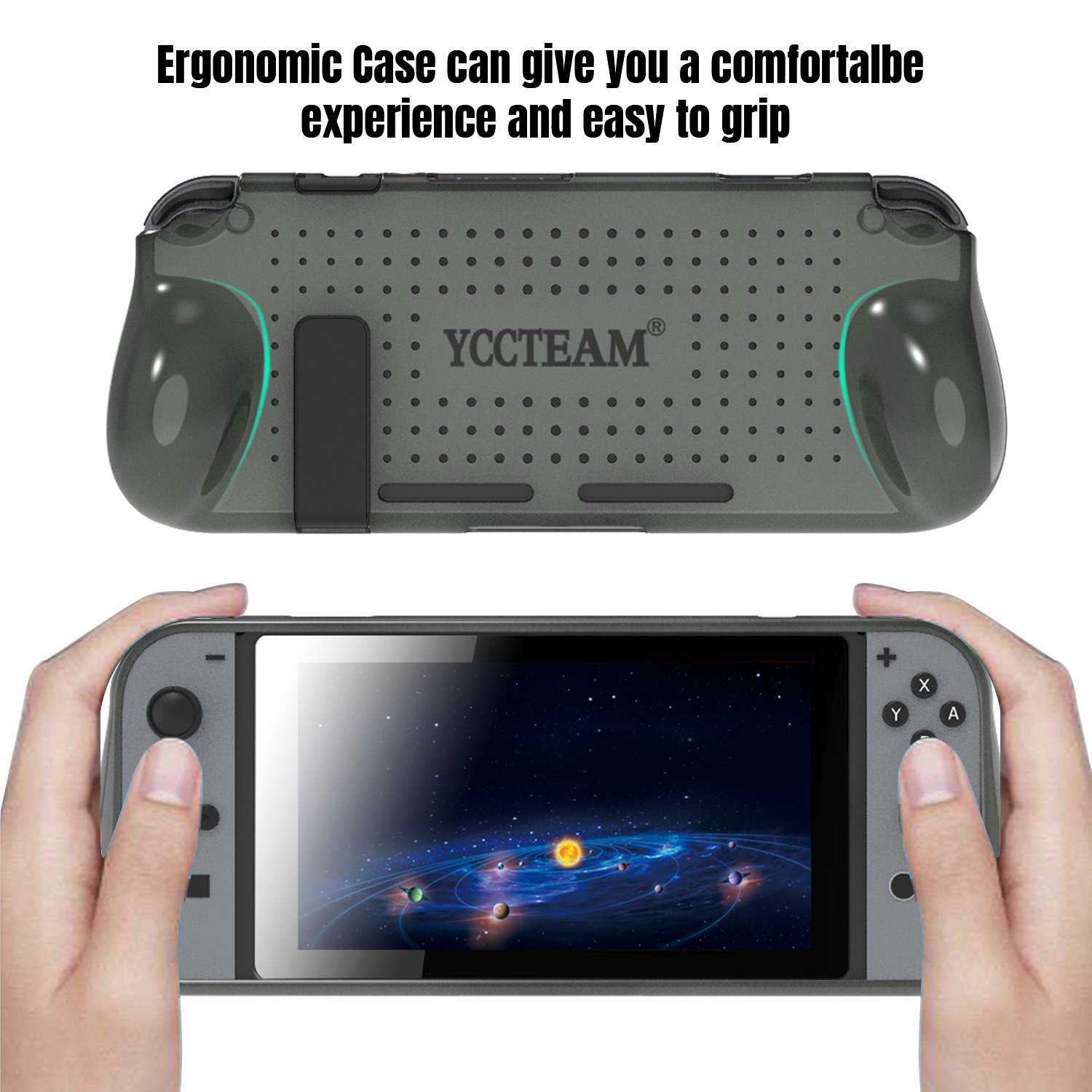 Grip Case for Nintendo Switch, Heat Dissipation Durable Silicone Protective Case Cover for Nintendo Switch Console 2017 with Comfortable Padded Hand Grips (Grey)