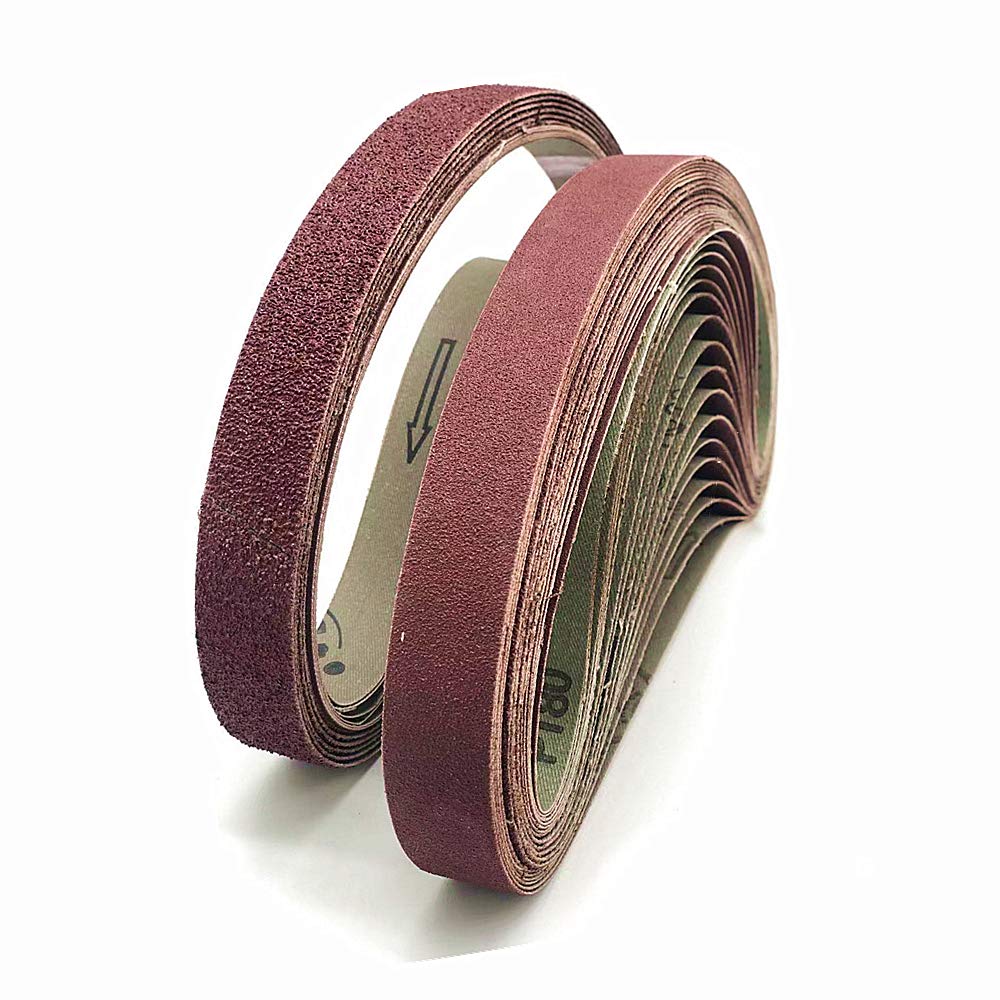 FEIHU 30pcs Sanding Belts 25x762 mm,Sanding Belt Assorted.6 Grains Each 40/80/120/180/320,for Belt Sander |polishing Metal, Wood.Pack of 30
