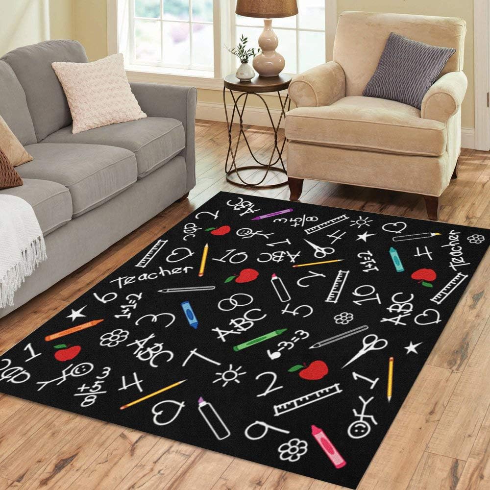 Semtomn Area Rug 3' X 5' Back to School Blackboard Chalk