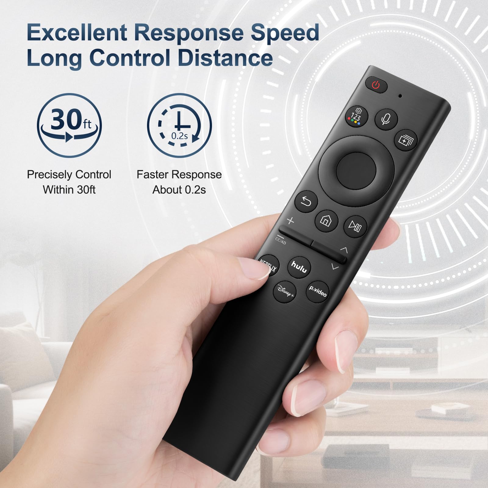 for Samsung-Smart-TV-Remote-Control-Replacement,Universal Remote for 2016 2025 Samsung Frame Curved Crystal Smart TVs, with Voice Control