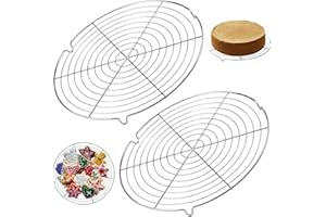 2PCS Round Cooling Racks for Cooking and Baking,Bakers Rack,Wire Rack,Baking Rack,Roasting Rack,Steamer Rack,Oven Rack,Cookie
