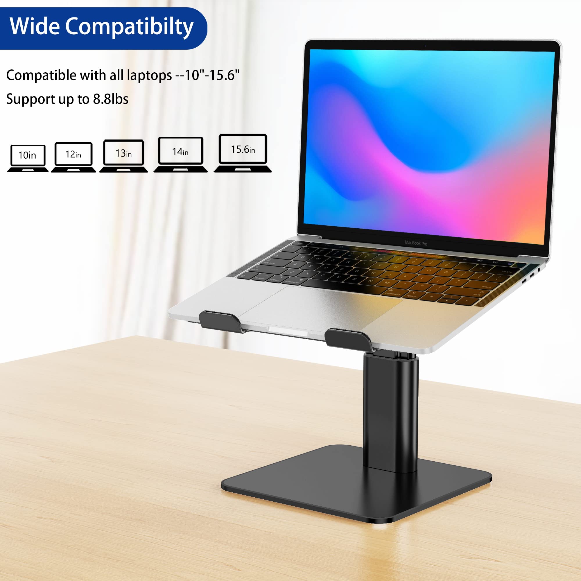 BESIGN LSX6N Laptop Stand, Ergonomic Adjustable Notebook Riser Holder, Computer Stand Compatible with Air, Pro, Dell, HP, Lenovo More 10-15.6" Laptops, Black - Image 3