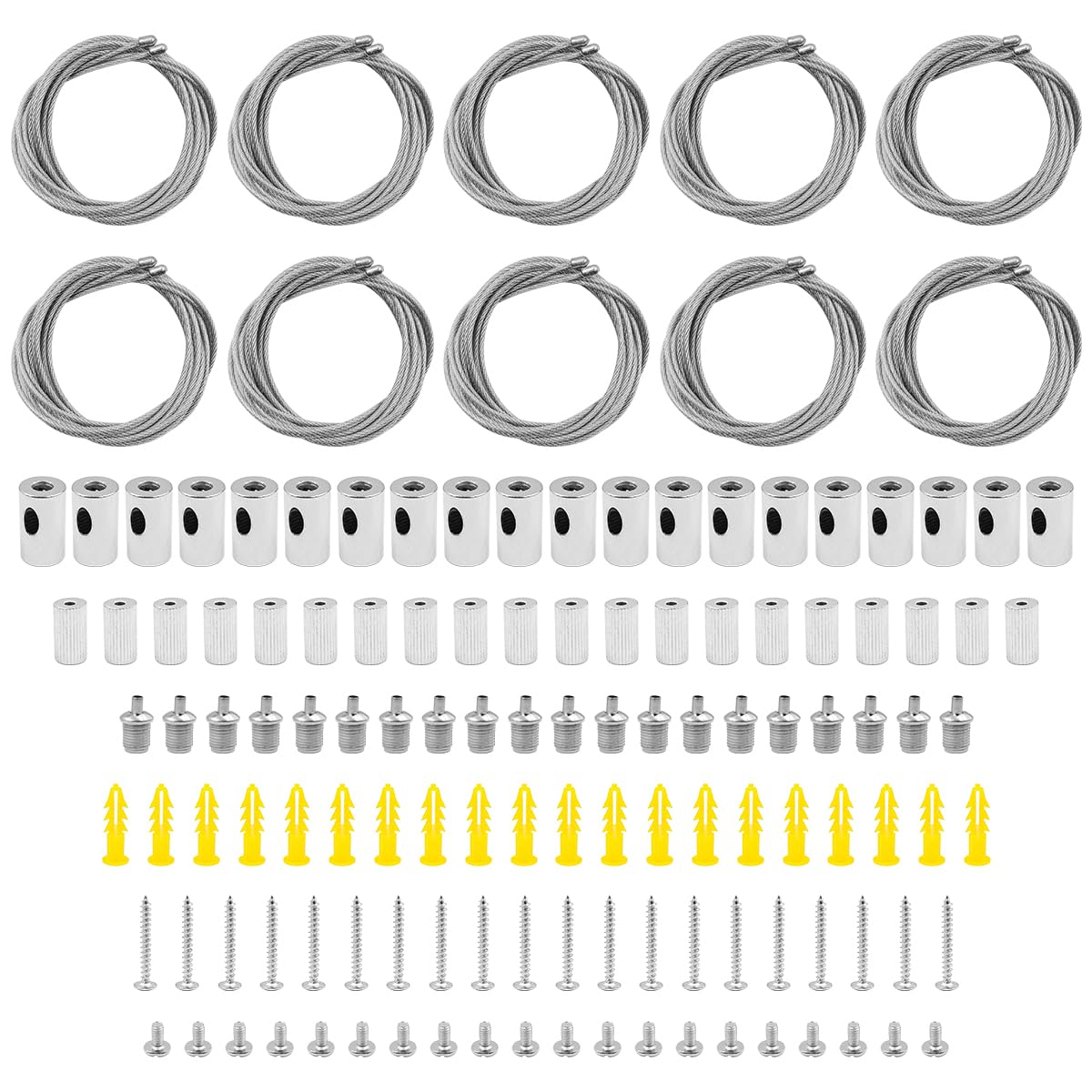 10 Sets ZONADAH Adjustable Light Suspension Kit - Luminaire Installation Hardware with 1m Cable for Commercial Aquarium, LED Panel Lights, and More - Supports up to 5kg Per Strip