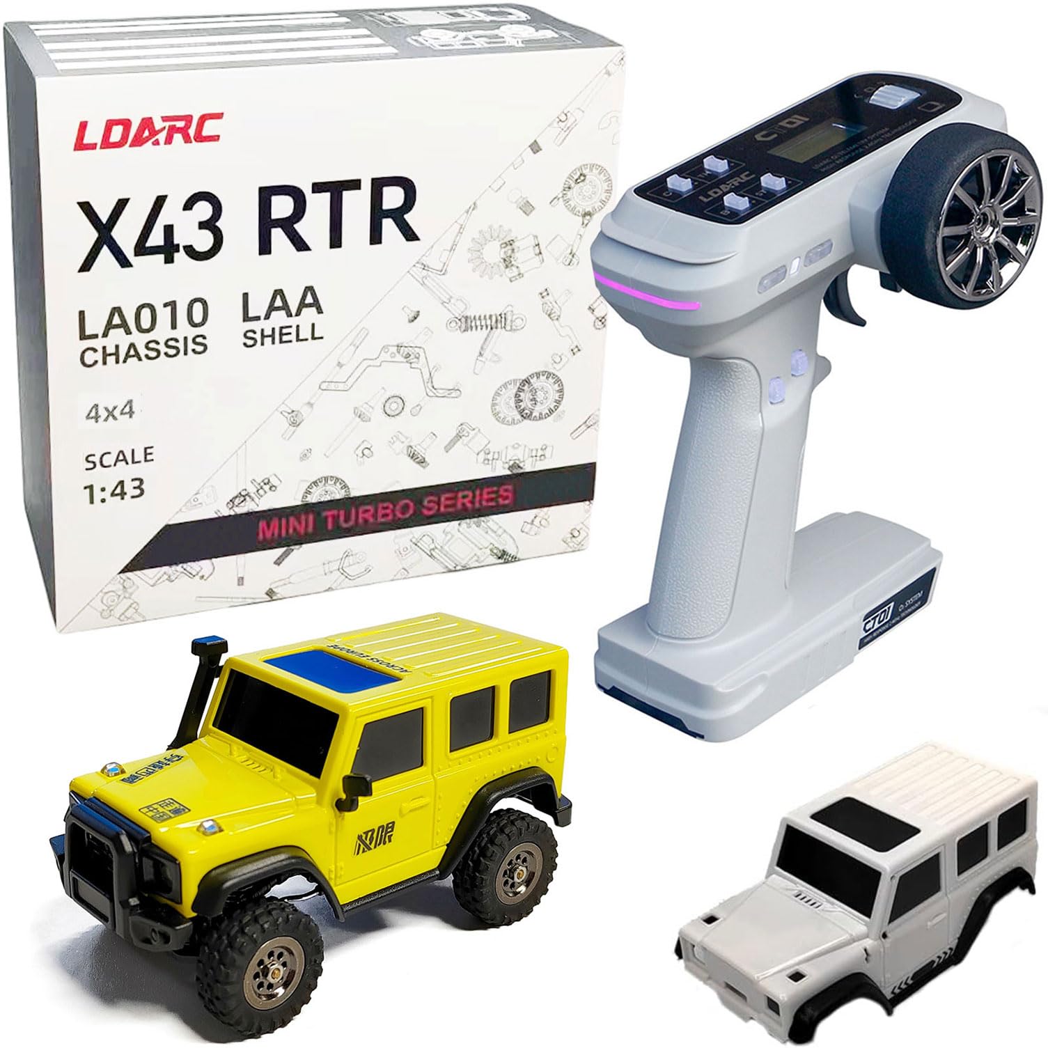 Photo 1 of *** PARTS ONLY *** LDARC 1:43 Scale Mini RC Crawler RTR RC Rock Truck 4x4 2.4GHZ Hobby Grade Remote Control Car Model Vehicle RC Buggy, Comes with a DIY Replaceable Body Shell(Lemon Yellow)
