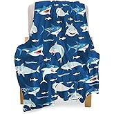 BOOPBEEP Shark Throw Blankets for Kids, Soft Warm Lightweight Bluey Toddle Blankets with Shark Pattern for Boys & Girls