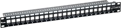 Equip 769224 Cat6 Patch Panel 24 Port Blank Black Grey Keystone Jacks