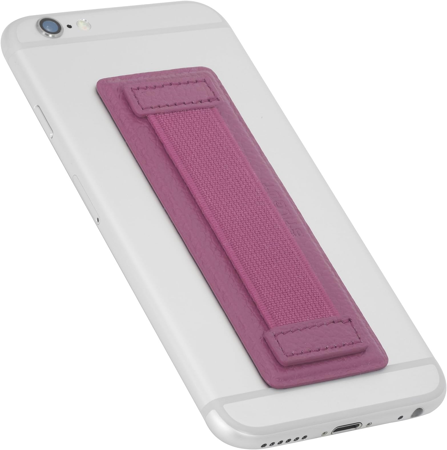 StilGut Universal Anti-Slip Handheld Finger Strap Holder, Genuine Leather Grip for Smartphones and Tablets, Pink