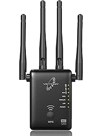 VICTONY 1200Mbps WiFi Repeater for 2.4G and 5G WiFi Signal Booster with 4 High Gain External Antennas 360 Degree WiFi Range Extender(2018 Updated Version)