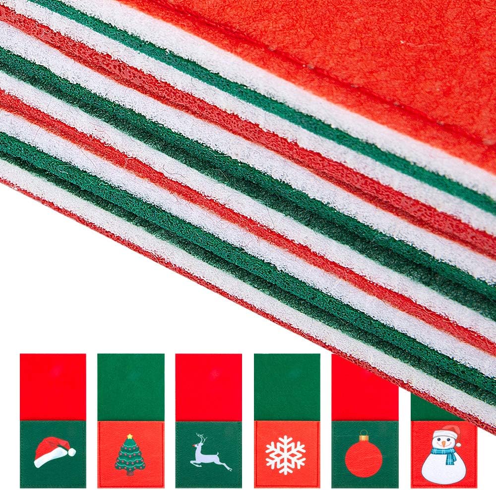 ziidoo Christmas Place Mats for Kitchen Table, Christmas Theme Felt Table Placemats Set of 18,Heat-Resistant Placemats Washable Stain Resistant Anti-Slip Dining Placemat: Home & Kitchen