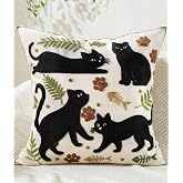 Kokaaee Animal Embroidered Throw Pillow Cover 18x18 Inch, Black Cat Leaves | Decorative Pillow Cover, Cottagecore Cushion Cases with Hidden Zipper, Farmhouse Decor for Couch, Sofa, Living Room