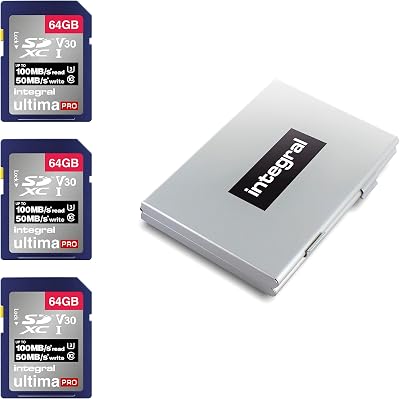 Integral 64GB SDXC Card U3 V30 UHS-I 100MB/s 4K Ultra-HD Memory Card - 3 Pack
