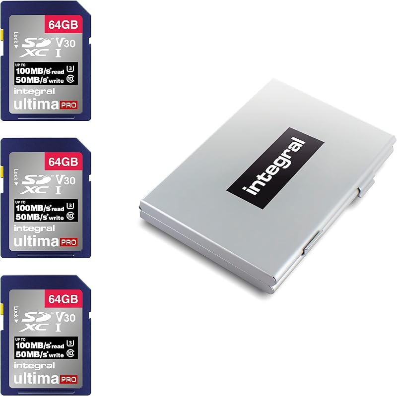 Integral 64GB SDXC Card U3 V30 UHS-I 100MB/s 4K Ultra-HD Memory Card - 3 Pack