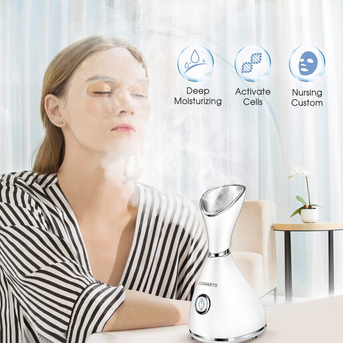 Facial Steamer, JOMARTO Nano Ionic Facial Steamer, Home Humidifier Personal Vaporizer, Portable Home Skin Spa Steamers, Warm Mist for Moisturizing and Blackheads Acne Skin Care, Ideal Gift: Beauty