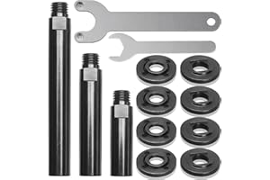 BOOUNYATIN Angle Grinder Attachments Kit with 3 Extension Rods (5.5"/4"/3"), 4 Sets Flange Nut Assemblies & 2 Spanner Wrench - 5/8"-11 Thread Compatible with DeWalt Milwaukee Makita Bosch Grinder Accessories