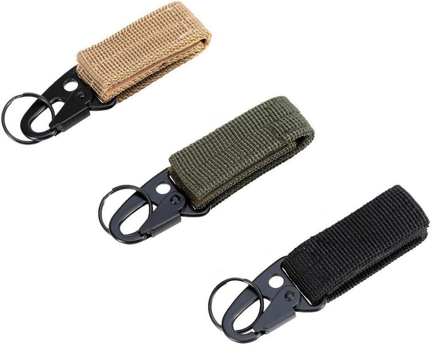 3pcs Nylon Belt Key Chain EDC Tactical MOLLE Belt Buckle Carabiner Key Ring for MOLLE pouches, Outdoor Activities