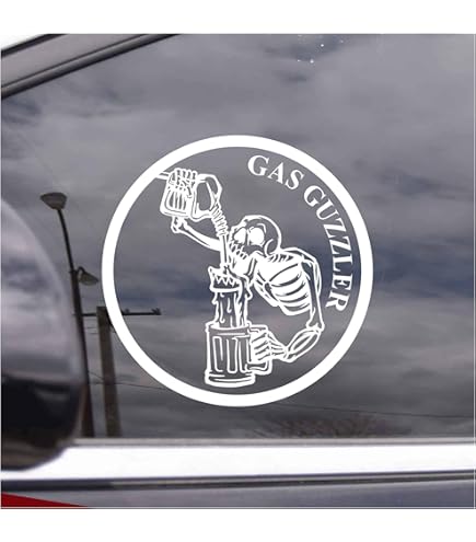 Gas Guzzler Wall Decal Vinyl Sticker Funny Skeleton Art Gift Skull