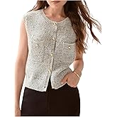 Floerns Women's Elegant Button Up Sweater Vest Crew Neck Sleeveless Dressy Casual Knit Pullover