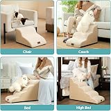 COZY KISS Dog Stairs 2 Step Beige Curved Ramp for Small Dogs view 6