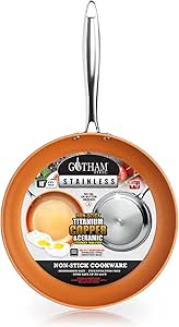 Amazon Com Gotham Steel Stainless Steel Premium 10 Frying Pan Triple Ply Reinforced With Super Nonstick Ti Cerama Copper Coating And Induction Capable Encapsulated Bottom Dishwasher Safe Everything Else