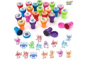 QIONG 24 Pcs Anime S-titch Themed Stampers - 12 Styles x 2Pcs Assorted Stampers for Stocking Stuffer Goodie Bag Prizes Classroom Rewards Pinata Filler Arts and Crafts for Birthday Party Favors(Stitc)