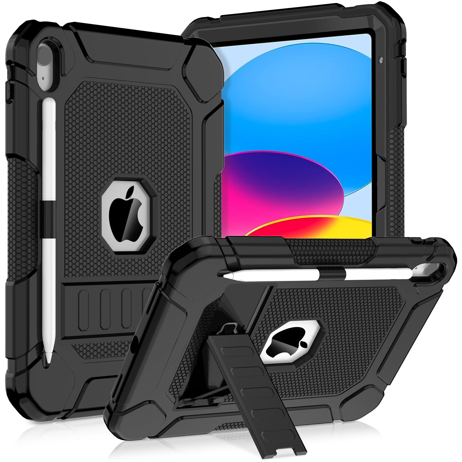 SINSO Case for iPad A16 11th Generation 11 inch 2025/iPad 10th Generation 10.9 inch 2022, Fully-Body Heavy Duty Shockproof Protective iPad Cover Built-in Pencil Holder/Kickstand, Black