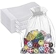 100PCS Premium Sheer Organza Bags, White Wedding Favor Bags with Drawstring, 5x7 inches Jewelry Gift Bags for Party, Festival, Makeup Organza Favor Bags,net gift bags,drawstring goody bags,Penetrating Light Fruit Protection Bags