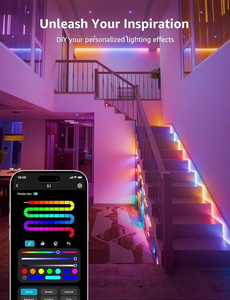 LEPRO S1 AI LED STRIP LIGHTS FOR BEDROOM – 65.6FT SMART RGB LIGHT STRIPS WITH IC AND RAINBOW CHASING EFFECTS, COLOR SEGMENT DIY, PERSONALIZED AL LIGHTING DESIGNER, NO REMOTE, 2.4G WI-FI & BLUETOOTH