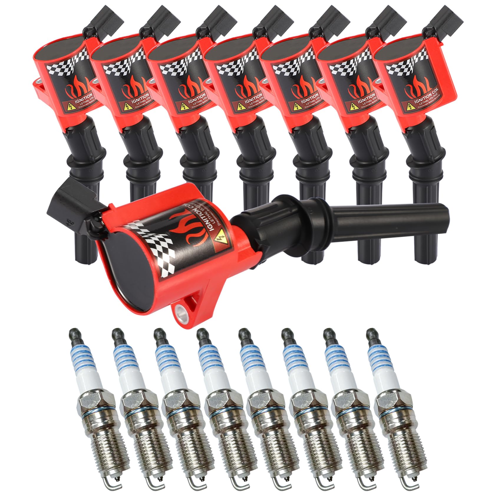 Photo 1 of CarBole 8 Pack Curved boot Ignition Coils & Spark Plug SP479, 15% More Energy for Ford F-150 F-250 F-350 4.6L 5.4L V8 DG508 DG457 DG472 DG491 4.6L 5.4L V8 Lincoln Mercury Crown Victoria Expedition